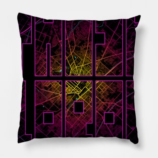 Faisalabad, Pakistan City Map Typography - Neon Pillow