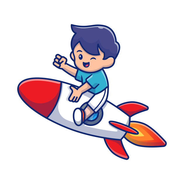 Cute Kid Riding Rocket by Catalyst Labs