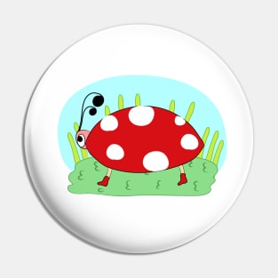 Ladybug. Children's drawing. Insect in the grass. Interesting design, modern, interesting drawing. Hobby and interest. Concept and idea. Pin