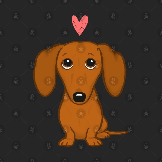 Dachshund Valentine | Cute Wiener Dog with Heart by Coffee Squirrel