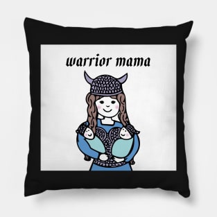 Warrior Mama - brunette Valkyrie Mom with twins Pillow