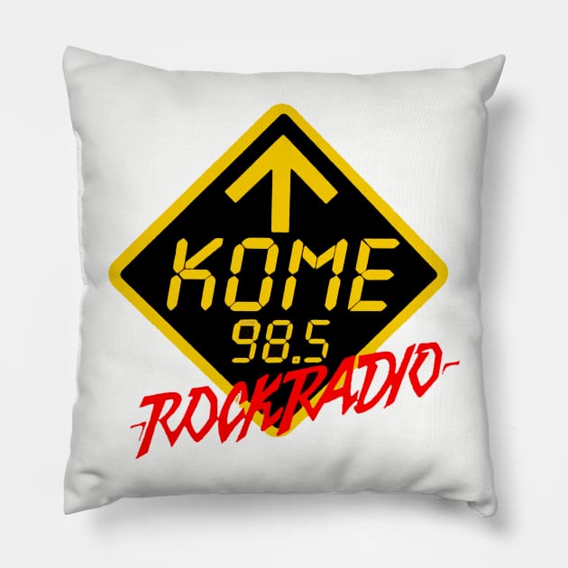 KOME 98.5 Rock Radio Pillow by RetroZest