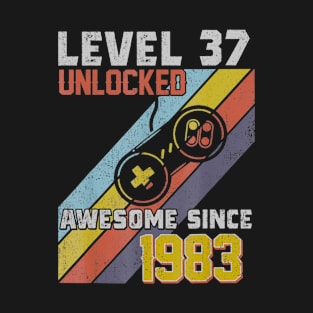 37th Birthday Level 37 Unlocked Born In 1983 Gift T-Shirt