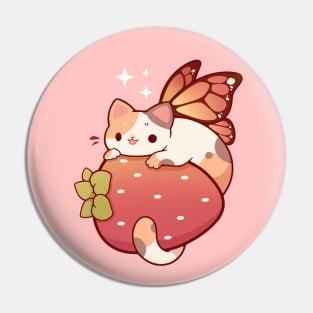 Calico strawberry fairy cat Pin