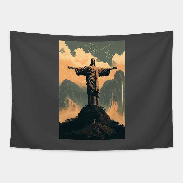 Christ the Redeemer: Stunning Vector Landscape Tapestry by Abili-Tees