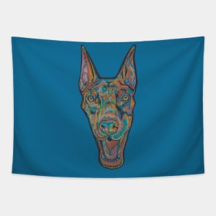 Colorful doberman dog head Tapestry