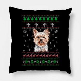 Yorkshire Terrier Ugly Christmas Sweater Funny Dog Lover Owner Gifts Pillow