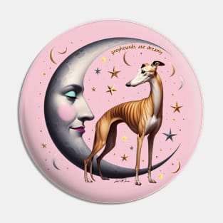 Greyhound Dog and Crescent Moon Pin