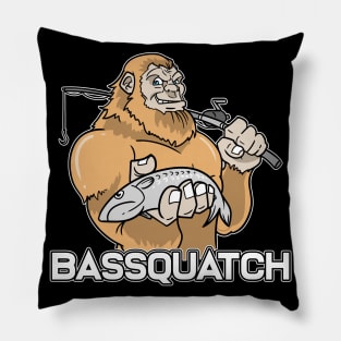 Bassquatch Fishing Fisherman Bigfoot Pillow