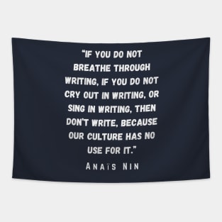 Anaïs Nin quote: If you do not breathe through writing.... Tapestry