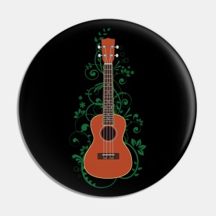 Mahogany Ukulele Flowering Vines Pin