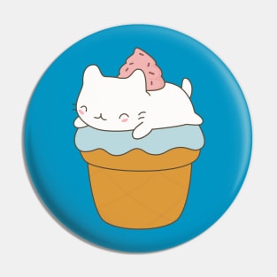 Kawaii Cat Ice Cream Cone T-Shirt Pin