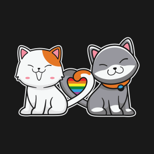 Gay Pride Cat LGBT Kawaii Cats Pile Cute T-Shirt