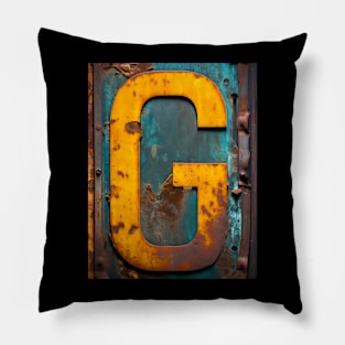 Rusty Letter "G" Monogram G initial Pillow