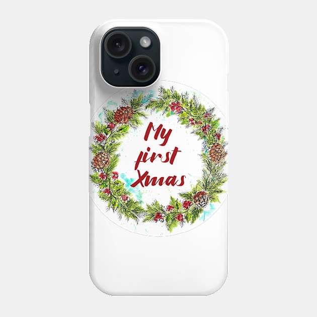 My first Xmas Wreath Phone Case by rachelsfinelines