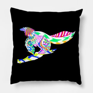 the eagle feathered dinosaur art in ecopop ancient pattern Pillow