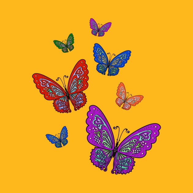 Decorative Colorful Butterflies by AlondraHanley