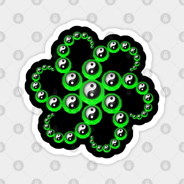 Yin Yang Design - Green Color Magnet by The Black Panther