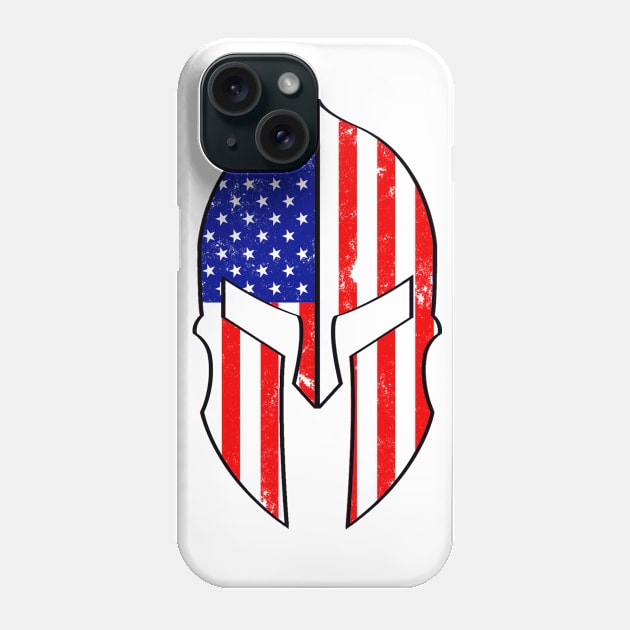 USA American Spartan Molon Labe Distressed Helmet With American Flag Phone Case by DazzlingApparel