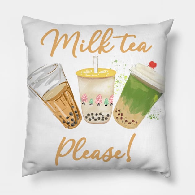 Milktea please! Pillow by cutie_eyes