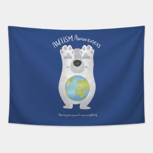 Autism Awareness Earth Bear Tapestry