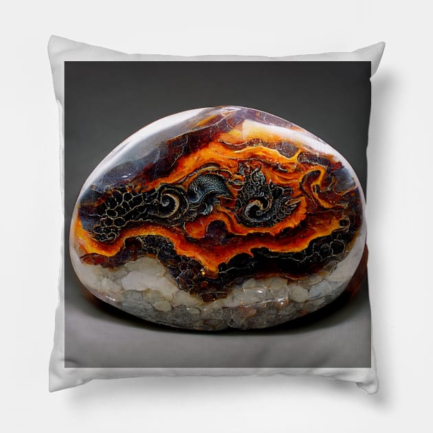 Stone Alcohol Ink Dragon Eggs Pillow by Moon Art