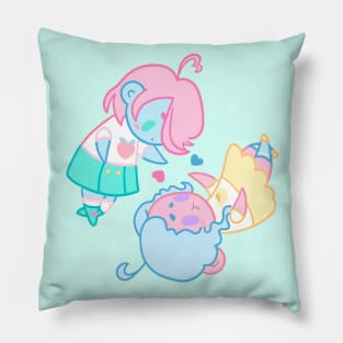 Kawaii girls - Ying & Yang - Peach and Banana Pillow