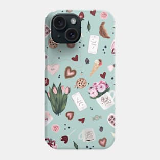 Green Blue Pastel Valentine Pattern Phone Case