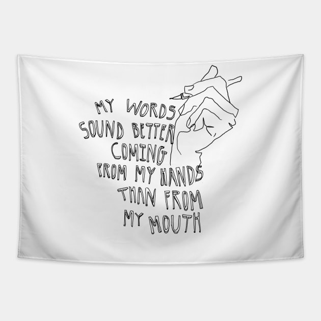 Introverted Words Tapestry by sixfootgiraffe