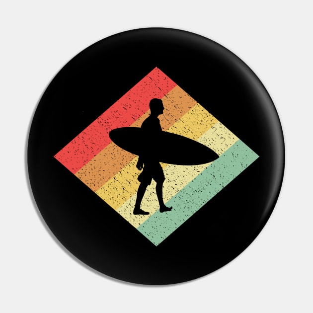 Retro Vintage 80s Surfing Gift For Surfers Pin by OceanRadar