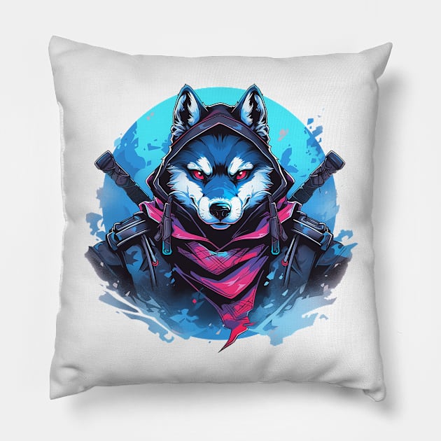 ninja husky Pillow by lets find pirate