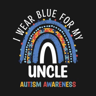 I Wear Blue For My Uncle Autism Awareness Rainbow Women T-Shirt