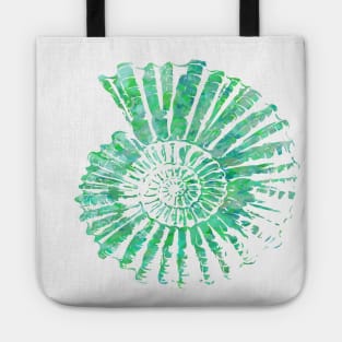 Nautilus Shell Design in Blue and Green Paint Strokes Pattern 2 Tote