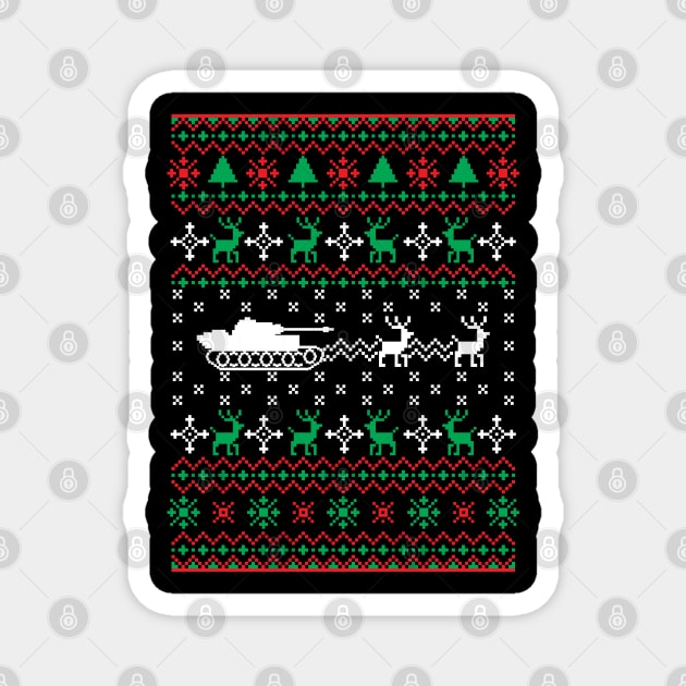 Tank Tanker Panzer Xmas Ugly Christmas Deer Magnet by Krautshirts