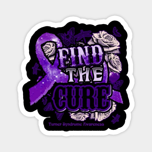 Fight The Cure Turner Syndrome awareness Purple Ribbon and Roses Supporting warrior, gift for survivor fighting Turner Syndrome Magnet by R@store