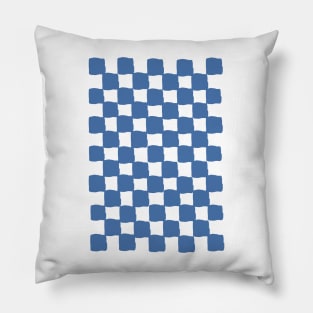 small checkered mint, Checkerboard Check Checkered, small checks, dusty blue, cream and blue, western, prairie, aesthetic, retro, vintage, cowgirl Pillow