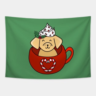 Holiday Christmas Dog with Candy Canes in a Mug, made by EndlessEmporium Tapestry