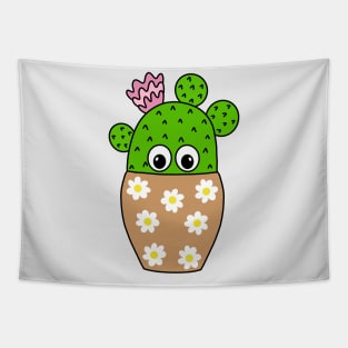 Cute Cactus Design #272: Cactus In Pretty Daisy Jar Planter Tapestry