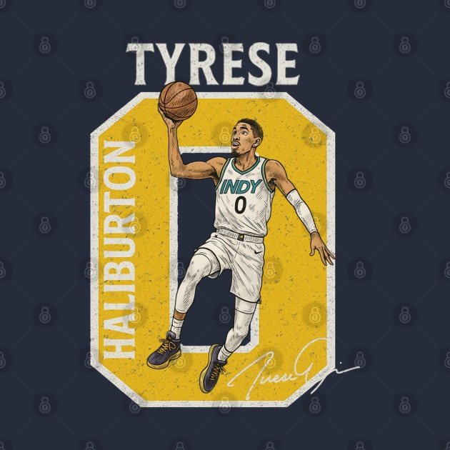 Tyrese Haliburton #0 layup Basketball Cartoon- KBTH003