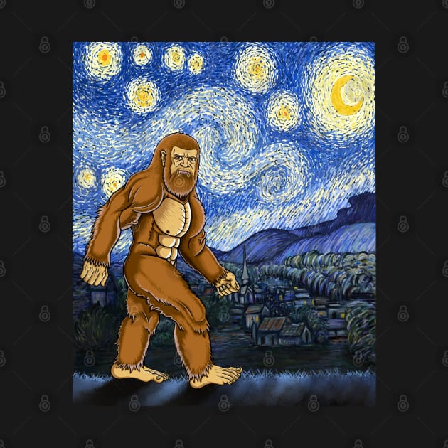 Bigfoot Van Gogh starry night by Artardishop