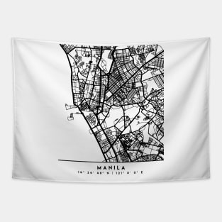 MANILA PHILIPPINES BLACK CITY STREET MAP ART Tapestry