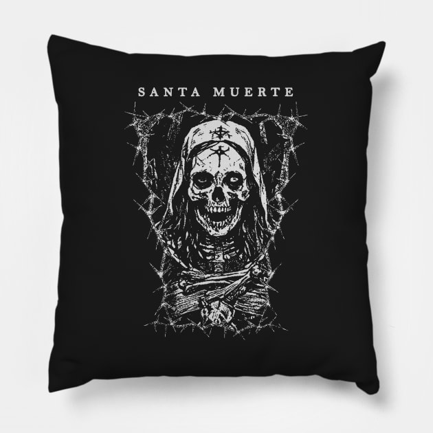 Santa Muerte - Goddess Of Death Pillow by metamorfatic