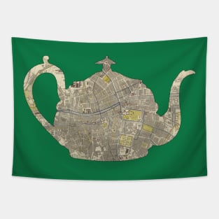 Irish Teapot cut from a map of 1883 Dublin Ireland Tapestry