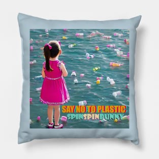 SpinSpinBunny Single 'Say No to Plastic' Artwork Pillow