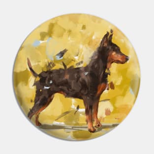 An Impressionistic Painting of a Pinscher on Yellow Background Pin