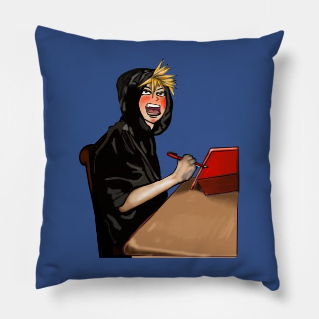 Anime hero Angry blond boy / Pillow by Artonmytee