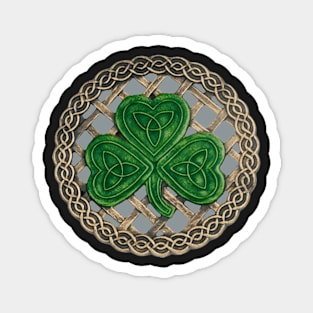 St Patrick's Day Celtic Knot Shamrock Gray Background Magnet