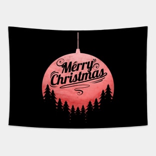 Christmas Ball With Trees Merry Christmas Tapestry