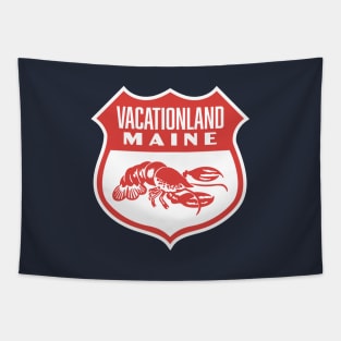 Vacationland Maine Retro Lobster Shield (Red) Tapestry