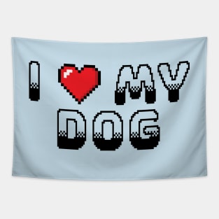 I Heart My Dog Classic Video Game Graphic Black Tapestry